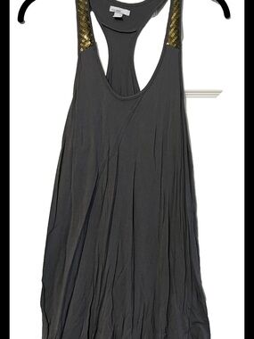 Old Navy Gray Size M Racerback Tank Sequin Accents Straps & Back Tunic Tank Top